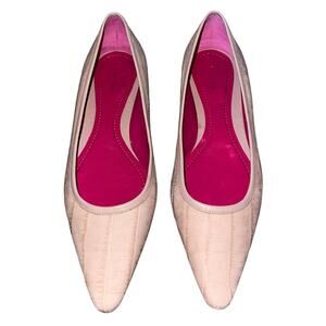 Ann Taylor Flats Leather Reptile Croc Blush Slip On Pointed Toe